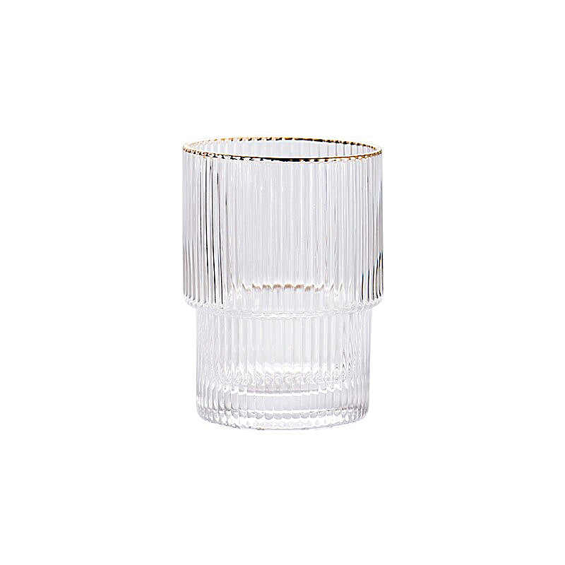 Stackable Gold Rim Ripple Drinking Glass