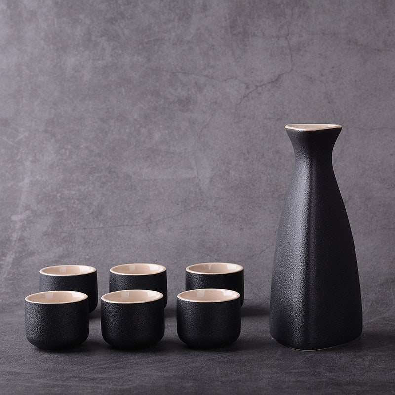 7 Piece Japanese Style Ceramic Sake Cups Set