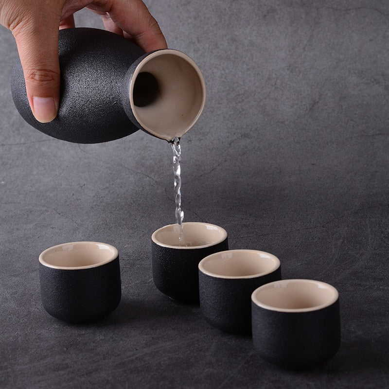 7 Piece Japanese Style Ceramic Sake Cups Set