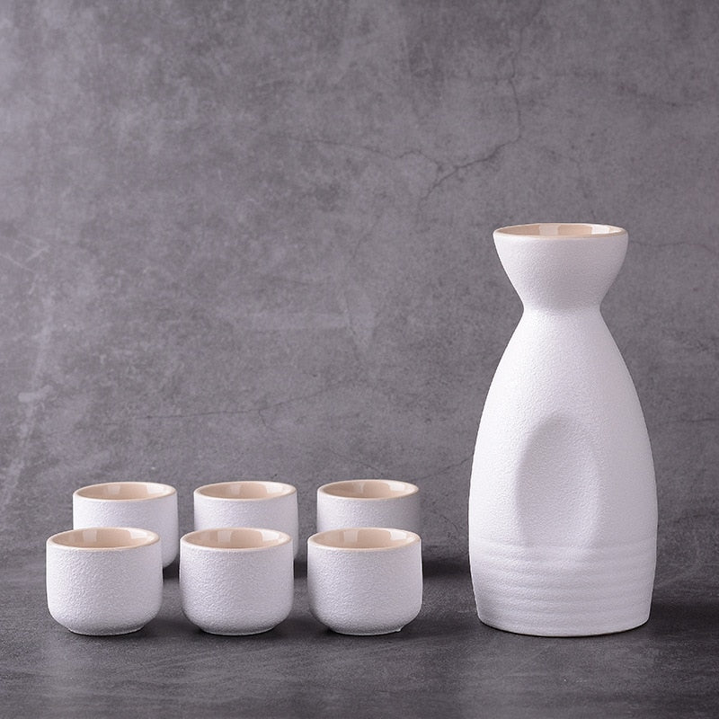 7 Piece Japanese Style Ceramic Sake Cups Set