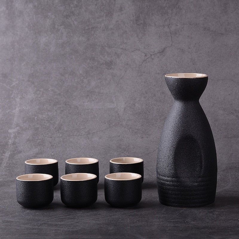 7 Piece Japanese Style Ceramic Sake Cups Set