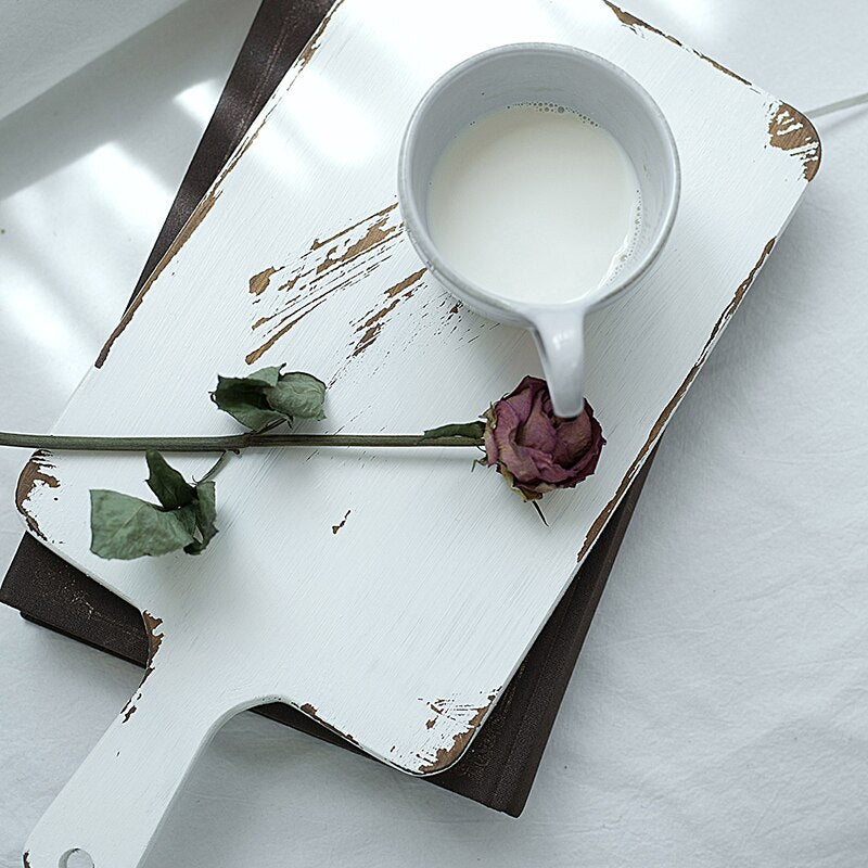 Ancient style white wood tray