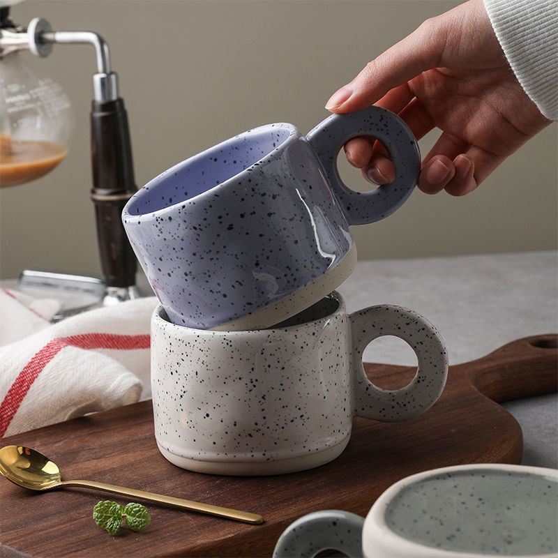 Modern Ceramic Ring Handle Coffee Mug